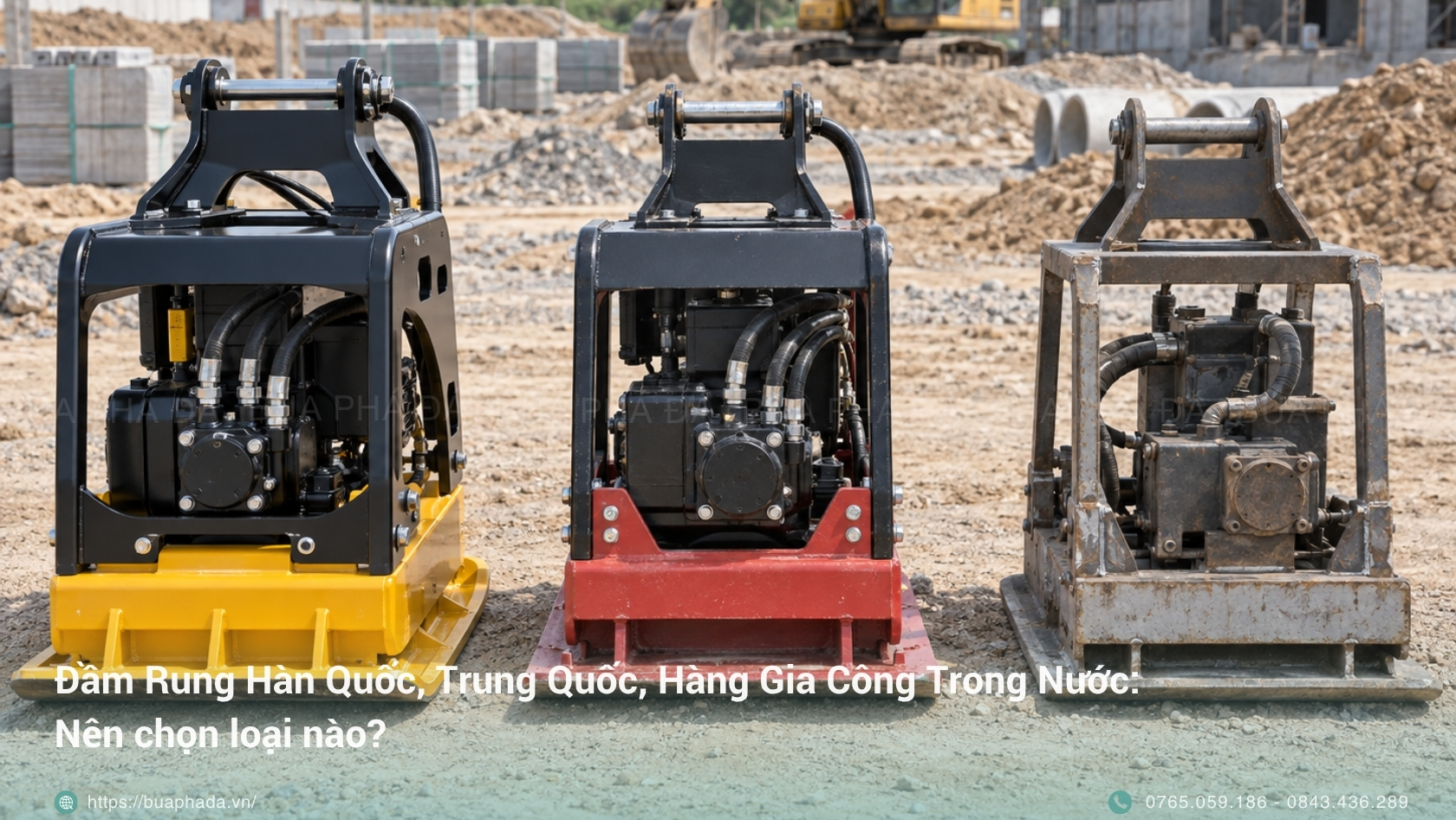 Đầm rung Hàn Quốc, Trung Quốc, hàng gia công trong nước Nên chọn loại nào